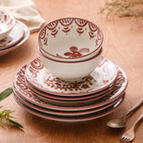 Bloomhouse - 2-Time Oprah’s Favorite Things - Valencia Flor 16 Piece Dinnerware Set, Artisanal Decorated Stoneware Plates & Bowls, Service for 4, Microwave & Dishwasher Safe, Iris Blue
