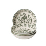 Bloomhouse - 2-Time Oprah’s Favorite Things - Valencia Flor 4 Piece Dinner Bowl Set, 8” Stoneware Pasta Bowls, Mediterranean Floral Decal Design, Microwave & Dishwasher Safe