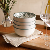 Bloomhouse - 2-Time Oprah’s Favorite Things - Valencia Flor 4 Piece 6” Cereal Bowl Set, Stoneware Bowls, Mediterranean Floral Decal Design, Microwave & Dishwasher Safe