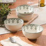 Bloomhouse - 2-Time Oprah’s Favorite Things - Valencia Flor 4 Piece 6” Cereal Bowl Set, Stoneware Bowls, Mediterranean Floral Decal Design, Microwave & Dishwasher Safe