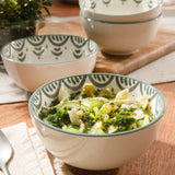 Bloomhouse - 2-Time Oprah’s Favorite Things - Valencia Flor 4 Piece 6” Cereal Bowl Set, Stoneware Bowls, Mediterranean Floral Decal Design, Microwave & Dishwasher Safe