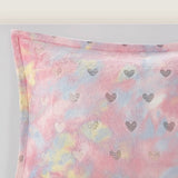 Gold Metallic Printed Plush Comforter Set, Pink