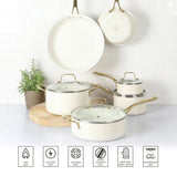 Martha Stewart Lockton 10-Piece Heavy Gauge Aluminum Cookware Set w/ Ceramic Non-Stick Interior