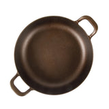 Bloomhouse Natural Bronze Finish 13-Inch Round Cast Iron Everyday Pan – Olive Oil Treated Cooking Surface with Dual Handles & Olive Wood Trivet, Oven, Stovetop & Campfire Safe