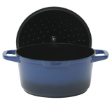 Oster Platinum Amberton 10 Piece Cast Aluminum Pots and Pans PFA Free Ceramic Non stick Cookware Set - Blue