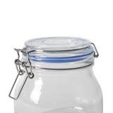 Sur La Table Lyon Court 4-Piece Glass Canister Set with Airtight Trigger Clamp Lids, Clear – 71 oz, 54 oz, 37 oz & 22.5 oz Sizes, Rubber Gasket Seal, Dishwasher Safe Food Storage Jars