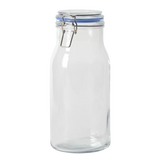Sur La Table Lyon Court 4-Piece Glass Canister Set with Airtight Trigger Clamp Lids, Clear – 71 oz, 54 oz, 37 oz & 22.5 oz Sizes, Rubber Gasket Seal, Dishwasher Safe Food Storage Jars