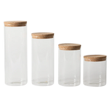 Sur La Table Kitchen Essentials Rue Lumiere 4-Piece Handmade Glass Canister Set with Airtight Cork Lids, Clear – 57 oz, 45 oz, 34 oz & 25 oz, Food Storage Jars, Dishwasher Safe, Pantry Organization