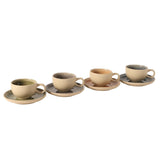 Gibson Elite Manila Bay 8-Piece Stoneware 5 oz Cup and Saucer Set, Reactive Glaze Espresso & Coffee Cups with Saucers, Assorted Colors