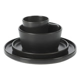 Gibson Home Bowery 32 Piece Matte Black Stoneware Dinnerware Plates, Bowls, and Mugs Set - Service for 8