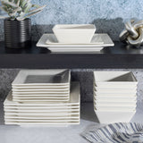 Gibson Home Zen Buffet Hard Square 24-Piece Porcelain Dinnerware Set