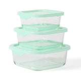 Martha Stewart Hadsell 6-Piece (27oz, 17.6oz, 10.8oz) Borosilicate Glass Square Storage Container Set w/ Lids