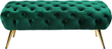 Amara Luxury Velvet Bench with Gold Stainless Steel Legs for Contemporary Home Elegance and Comfort