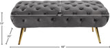 Amara Luxury Velvet Bench with Gold Stainless Steel Legs for Contemporary Home Elegance and Comfort