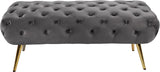 Amara Luxury Velvet Bench with Gold Stainless Steel Legs for Contemporary Home Elegance and Comfort