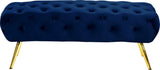 Amara Luxury Velvet Bench with Gold Stainless Steel Legs for Contemporary Home Elegance and Comfort