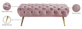 Amara Luxury Velvet Bench with Gold Stainless Steel Legs for Contemporary Home Elegance and Comfort