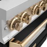 ZLINE 36" Autograph Dual Fuel Range, Black, Gold, RAZ-BLM-36-G