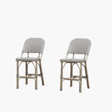 PURPLE LEAF Outdoor Bar Height Stools Set of 2 French Country Patio Rattan Bar Stool Chairs Outdoor Armless Barstools for Porch Garden Indoor Kitchen