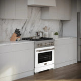 ZLINE 30"Paramount Dual Fuel Range Stainless Steel, White Matte, SDR-WM-30