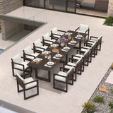 PURPLE LEAF Caesar Outdoor Dining Set Aluminum Luxury Patio Furniture Table and Chairs Set with Olifen Removable Thick Cushion and Pillow Patio Dining Sets for Garden Deck