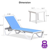 PURPLE LEAF Patio Chaise Lounge Chair Outdoor Plastic Textilene Sun Bathing Recliner Tanning Pool Lounger with 6 Adjustable Position for Outside Beach in-Pool Lawn Poolside