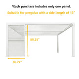 PURPLE LEAF Louvered Pergola Accessory Aluminum Louver Grille for Optimal Privacy, Sunlight Control Side Fixed Shutter Wall, for White Pergola Not Included