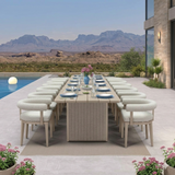 PURPLE LEAF Patio Dining Set Luxury Modern Conversation Set Aluminum Large Rectangle Dining Table and Chairs with Olefin Cushion Outdoor Furniture Set for Garden Porch Deck Backyard