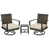 3 Pieces Patio Bistro Set with Swivel Chair and Side Table