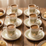 Olive Tree Gold Rim Espresso Cup & Saucer Set