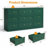 9-Drawer Dresser with Gold Knobs, 4 Colors
