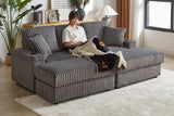 ZYLO 84" Loveseat with 2 Ottomans