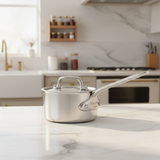 Mauviel M'Pure Sauce Pan With Lid, Cast Stainless Steel Handle, 0.32-Qt