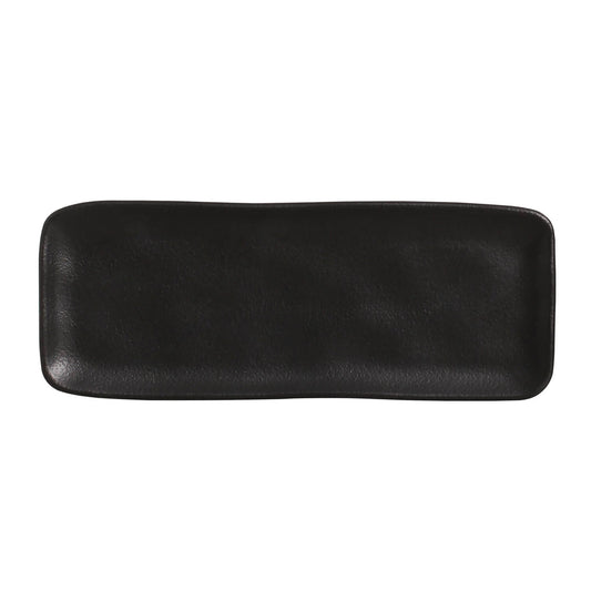 RECTANGULAR PLATTER MEDIUM ORGANIC STONEWARE Ø 12.99x5.12" MATTE BLACK