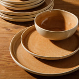 Gibson Elite Manila Bay 12-Piece Stoneware Dinnerware Set, Service for 4, Reactive Glaze Modern Artisan Plates, Bowls & Mugs, Round Design