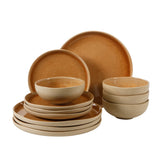 Gibson Elite Manila Bay 12-Piece Stoneware Dinnerware Set, Service for 4, Reactive Glaze Modern Artisan Plates, Bowls & Mugs, Round Design