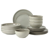 Gibson Elite Beckett Stoneware Matte Reactive Glaze 16 Piece (Service for 4) Plates and Bowls Dinnerware Set