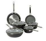 Sur La Table Kitchen Essentials 10-Piece PFA Free Titanium Ceramic Nonstick Interior Forged Aluminum Cookware Pots and Pans Set - Induction Compatible