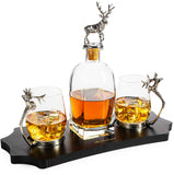 Stag Antler Decanter Set with 2 Stag Glasses - 750ml