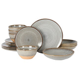 Gibson Elite Dreamweaver 16-Piece Double Bowl Terracotta Reactive Dinnerware Set