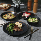 Gibson Elite Kyoto 16-Piece Double Bowl Reactive Stoneware Dinnerware Set - Teal