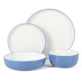 Sur La Table Kitchen Essentials 16-Piece Two-Tone Porcelain Dinnerware Plates and Bowls Set