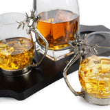 Stag Antler Decanter Set with 2 Stag Glasses - 750ml