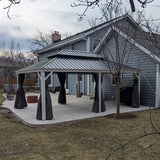 PURPLE LEAF White Gazebo for Modern Patio Double Galvanized Steel Roof Awning and Upgrade Curtain with Lights-milky