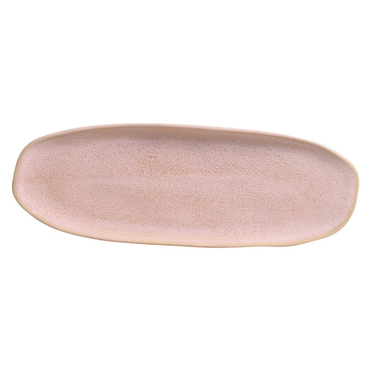 SHALLOW OVAL PLATTER LARGE ORGANIC STONEWARE Ø 14.17x5.12" LITCHI