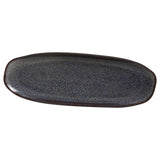 SHALLOW OVAL PLATTER LARGE ORGANIC STONEWARE Ø 14.17x5.12" TITANIUM