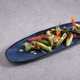 SHALLOW OVAL PLATTER LARGE ORGANIC STONEWARE Ø 14.17x5.12" DENIM