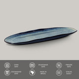SHALLOW OVAL PLATTER LARGE ORGANIC STONEWARE Ø 14.17x5.12" DENIM