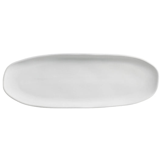 SHALLOW OVAL PLATTER LARGE ORGANIC STONEWARE Ø 14.17x5.12" NEW WHITE
