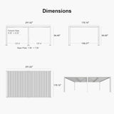 PURPLE LEAF Athena Louvered Pergola white Outdoor Aluminum Pergola with Shutter Wall Adjustable Gazebo Rainproof for Patio Deck Garden